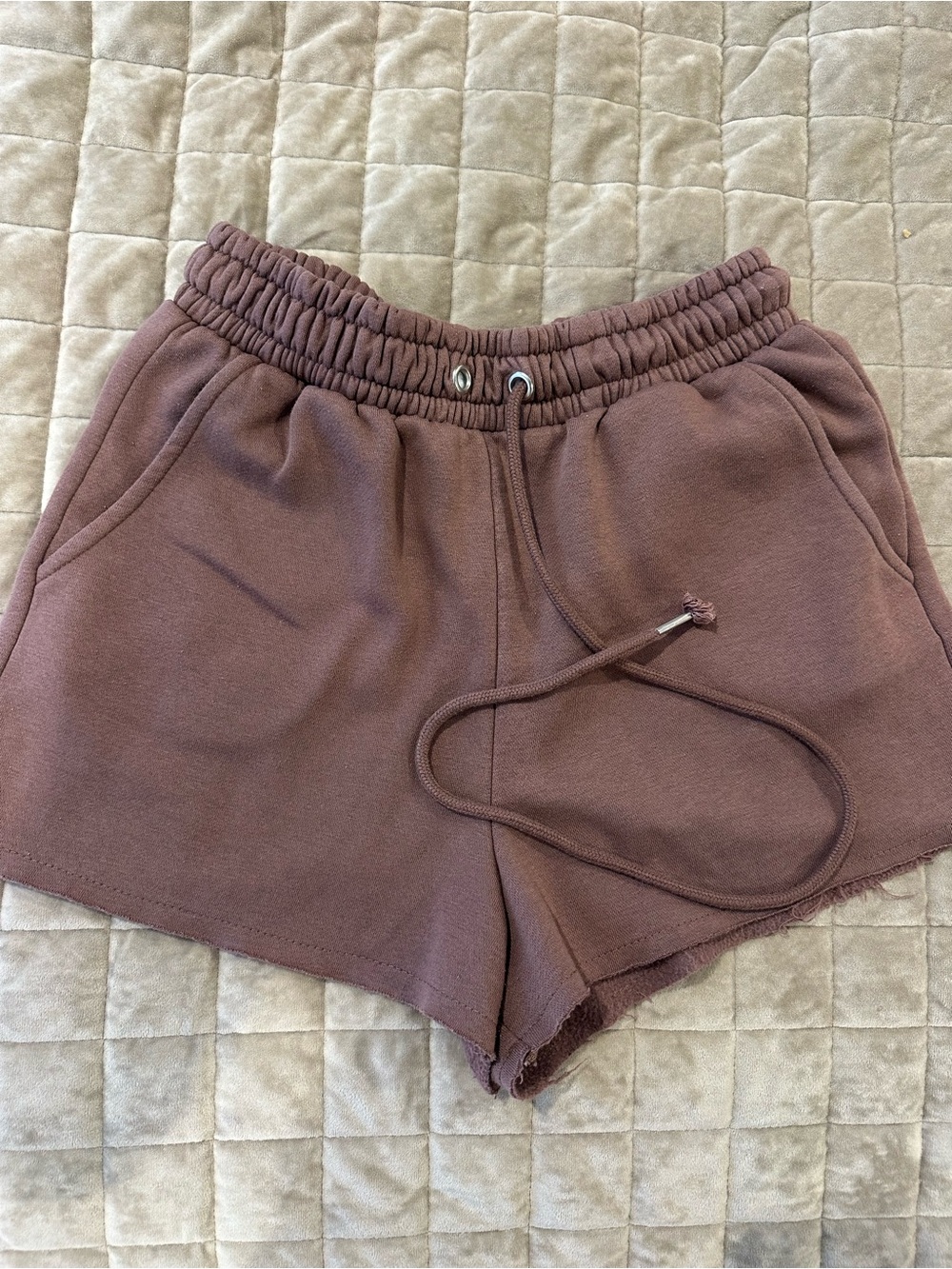 Women's Athletic Drawstring Shorts in Dusty Mauve